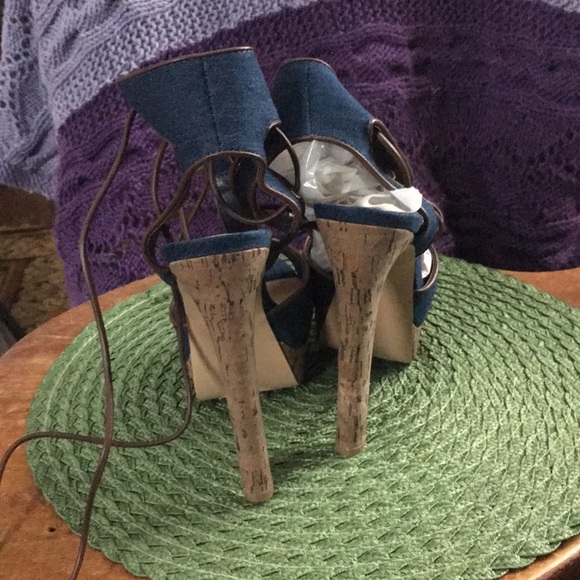 Adeline Denim Lace up Dress Sandle - Picture 3 of 5